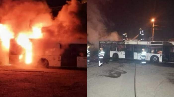 Un autobuz din Craiova a luat foc în timp ce se îndrepta spre cursă. Pompierii au intervenit de urgență / FOTO