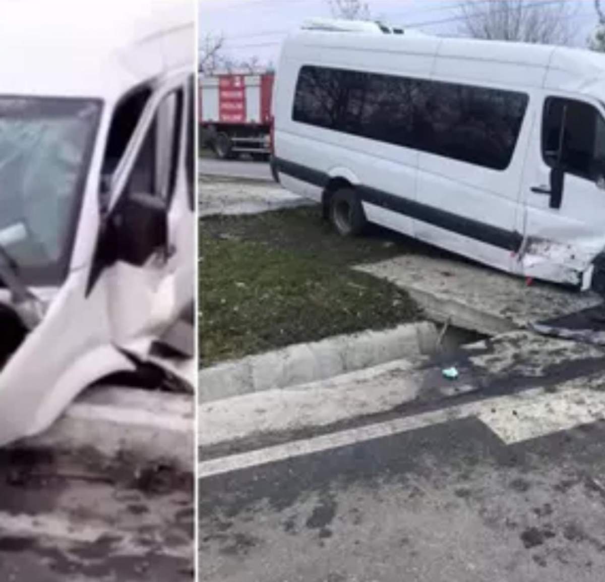 Un microbuz cu pasageri din Olt a intrat într-un cap de pod. Zece persoane au fost transportate de urgență la spital