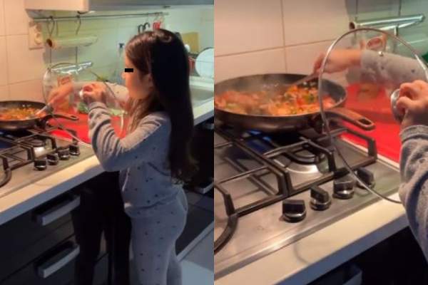 Fiica cea mică a lui Pepe, gospodină în bucătărie! Rosa, surprinsă de tatăl său în timp ce gătea / FOTO