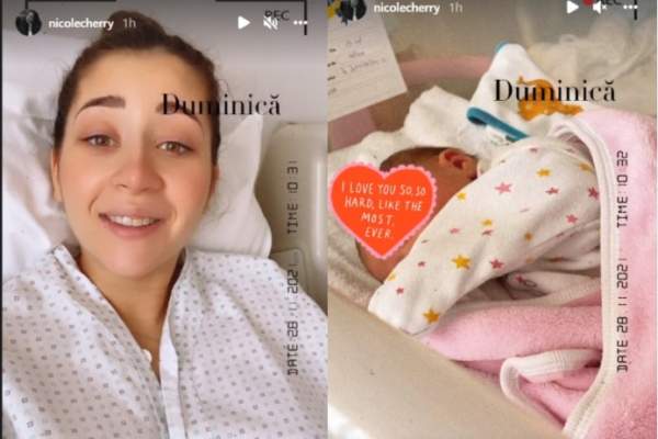 Nicole Cherry, imagine emoționantă cu micuța Anastasia. Vedeta a făcut primele declarații, de pe patul de spital: ”Suntem bine” / FOTO
