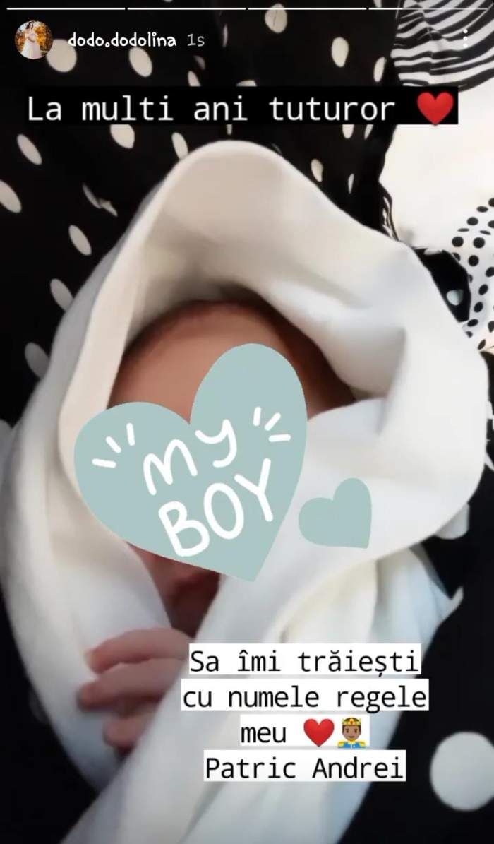 Dodo, prima aniversare a fiului ei. Micuțul Patric poartă numele Sfântului Apostol Andrei: "Să-mi trăiești, regele meu" / FOTO