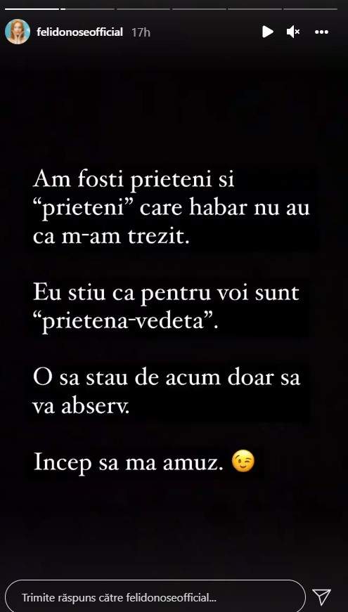 Feli Donose, mesaj dur pentru prietenii falși. Ce le-a transmis cântăreața: „Încep să mă amuz”