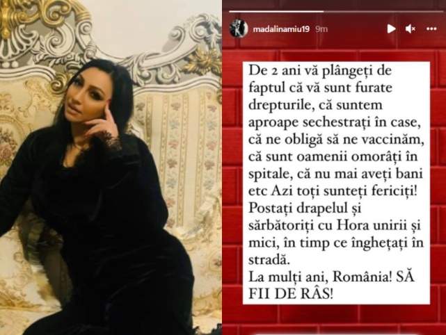 Soția lui Tzancă Uraganu, mesaj controversat pe Internet de 1 Decembrie. Postarea Mădălinei Miu s-a viralizat rapid: ”România, să fii de râs” / FOTO