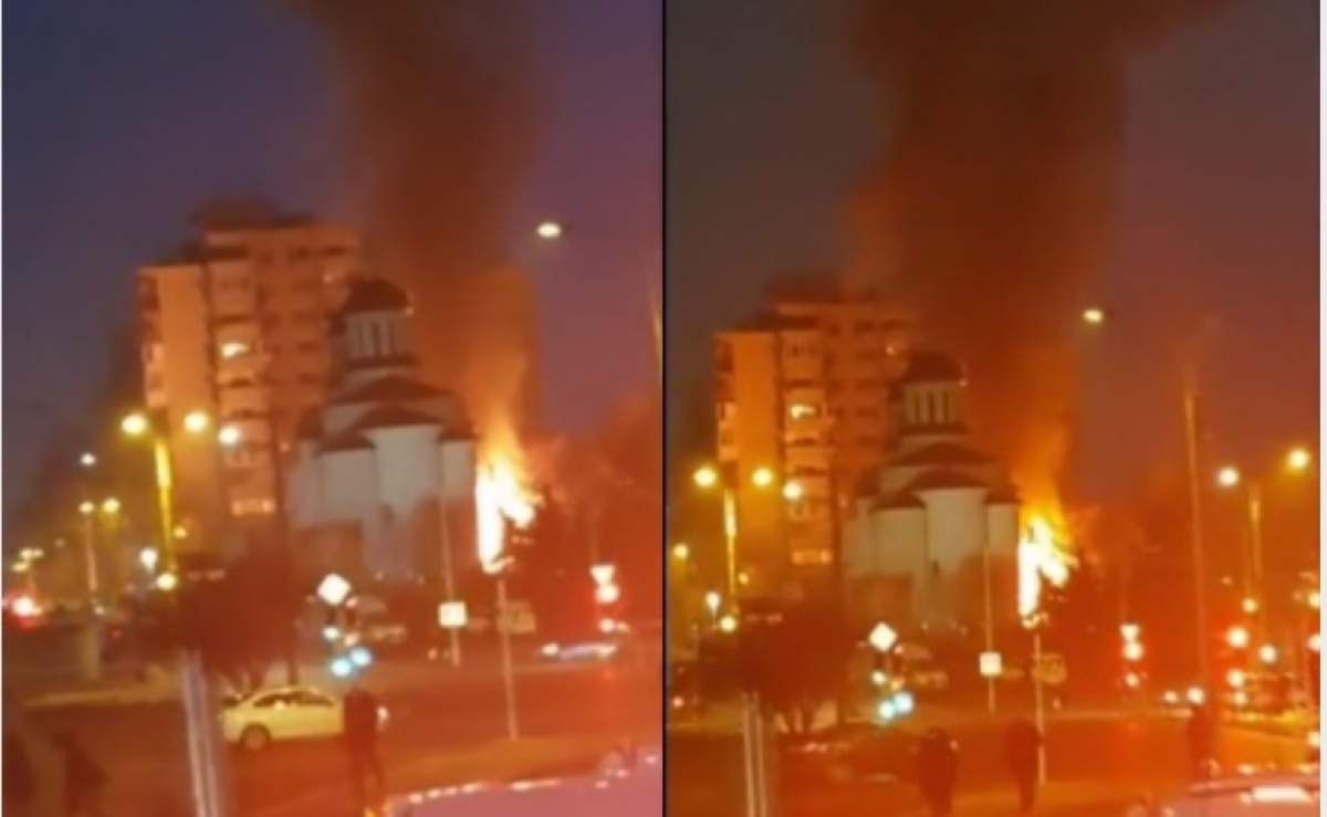 Incendiu de proporții în curtea unei biserici din București! Primele imagini cu flăcările mistuitoare / FOTO