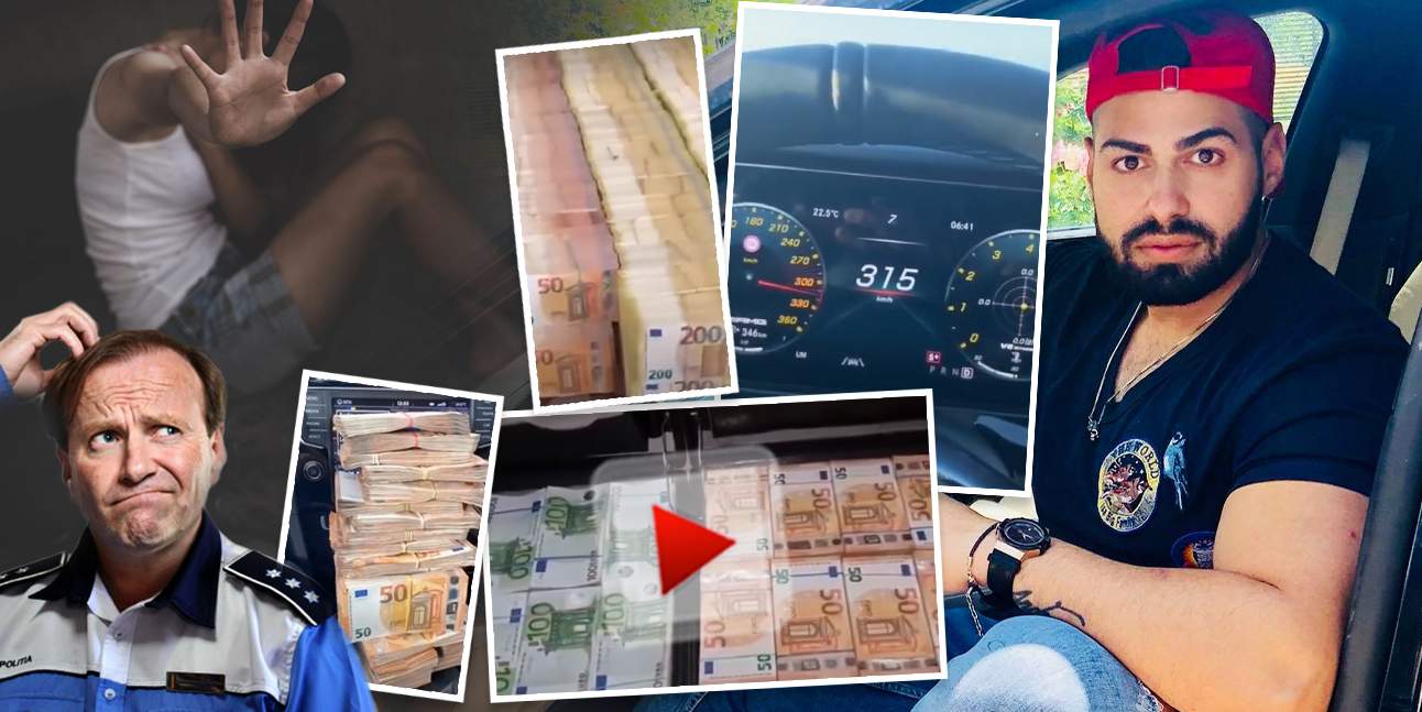 VIDEO / Imagini uluitoare cu averea interlopului care a făcut milioane din trafic de minore / Poliția se laudă că a rezolvat cazul, liderul se filmează cu sacii de bani și gonind cu 315 km/h