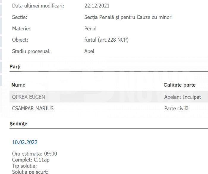 Criminalul în serie eliberat cu 79 de ani mai devreme, chemat din nou în fața instanței / Ce a cerut tâlharul care l-a prădat pe Marius Csampar!