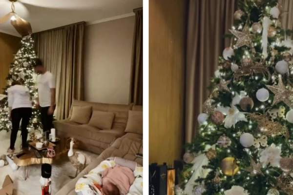 Nicole Cherry, iubitul ei și fiica pe care o au împreună, tablou de familie. Cum s-au fotografiat după ce au împodobit bradul de Crăciun / FOTO