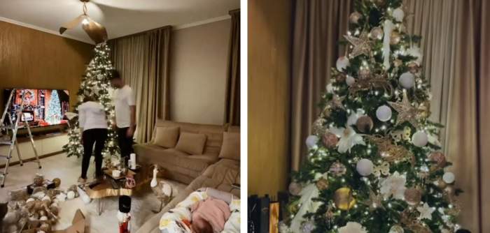 Nicole Cherry, iubitul ei și fiica pe care o au împreună, tablou de familie. Cum s-au fotografiat după ce au împodobit bradul de Crăciun / FOTO