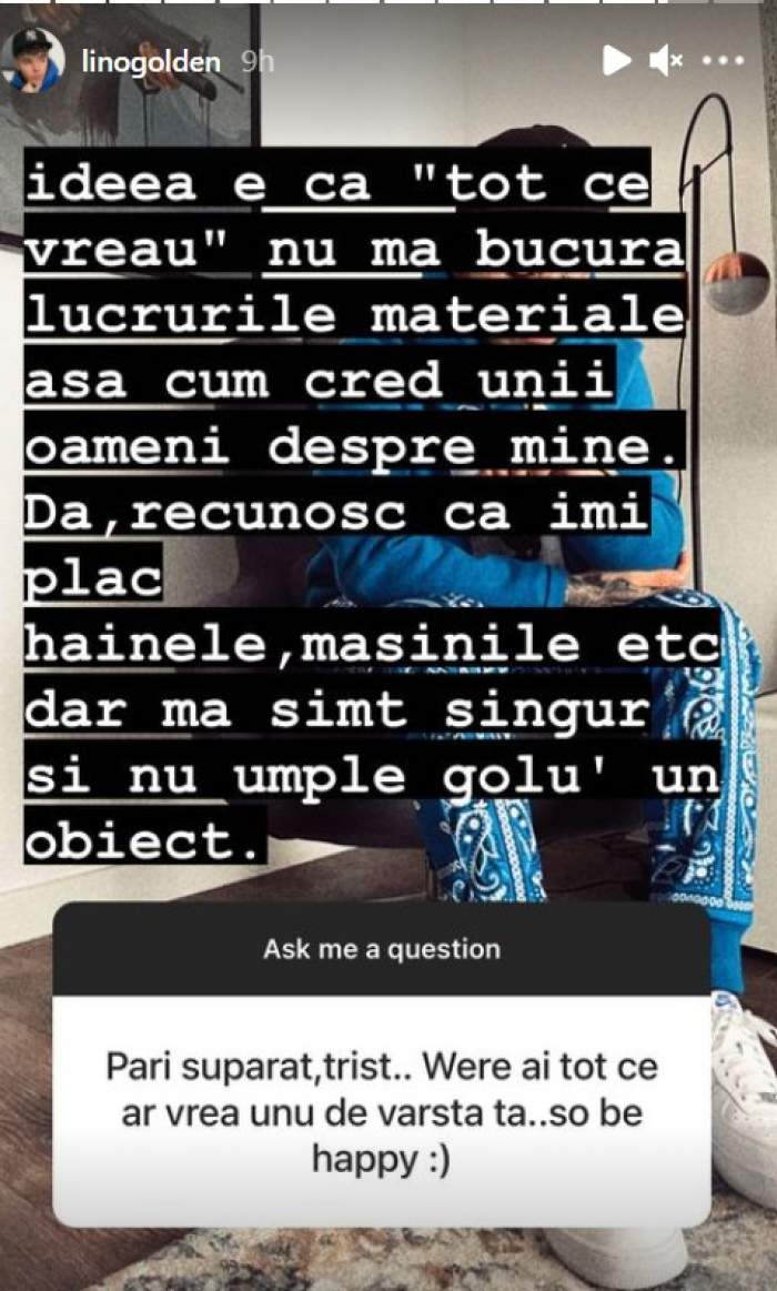 Lino Golden este cu moralul la pământ. Banii nu-i aduc fericirea artistului: „Mă simt singur” / FOTO