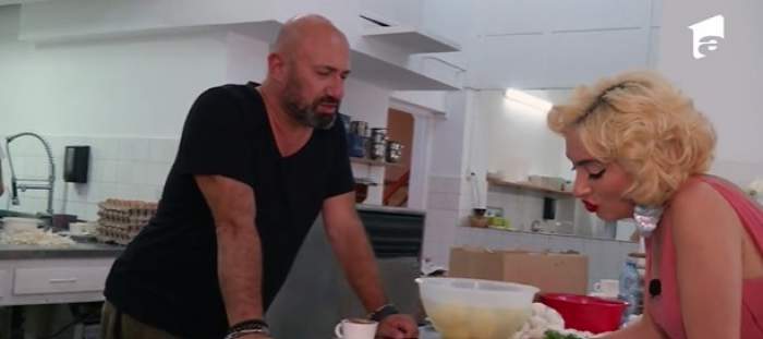 Chef Cătălin Scărlătescu, flirt spumos cu Ana Morodan pe scările unui restaurant / VIDEO