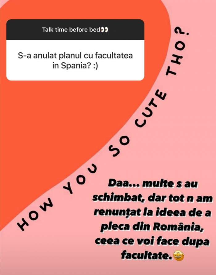 Răspunsul oferit de Carmina, referitor la mutarea sa din România