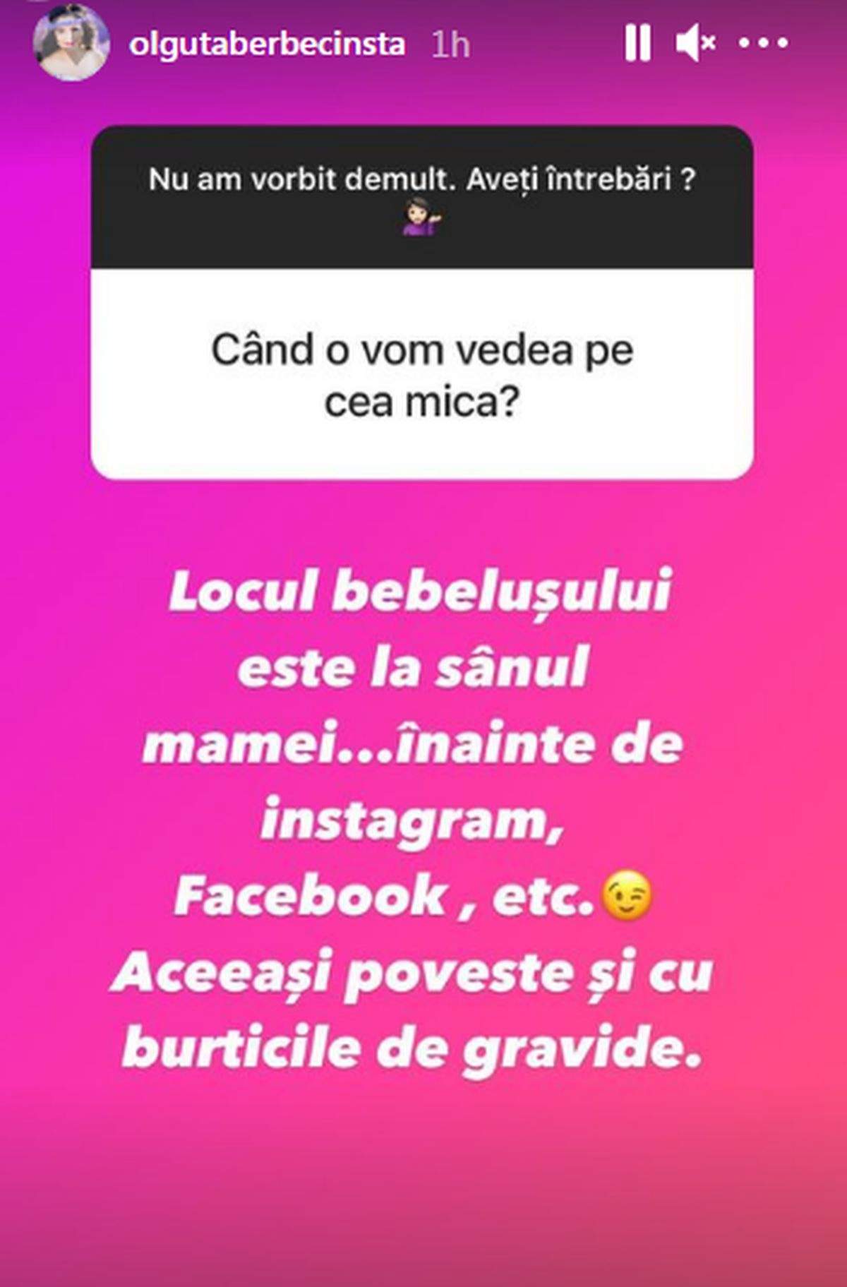 olguta berbec raspunde la intrebarea unui fan de pe instagram