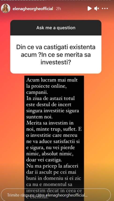 Din ce face bani în pandemie Elena Gheorghe. Artista știe să se adapteze: „Singura investiție sigură suntem noi”