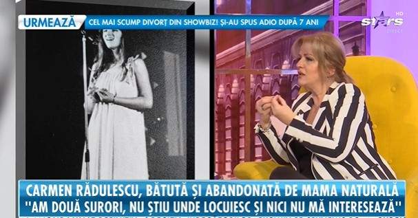 Carmen Rădulescu încasa bătăi cumplite de la mama naturală. Cum a ajuns artista la orfelinat: „M-au luat cu răni pe corp și bube în cap” / VIDEO