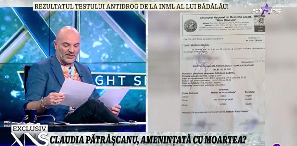 Dan Capatos a făcut public rezultatul testului toxicologic al lui Gabi Bădălău! A mințit sau nu soțul Claudiei Pătrășcanu / VIDEO