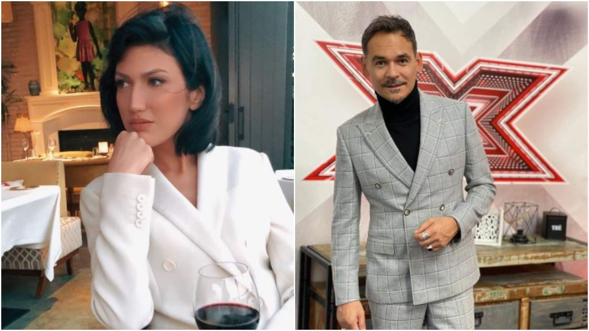 Colaj cu Daliana Răducan în cămașă albă/ Răzvan Simion la costum.