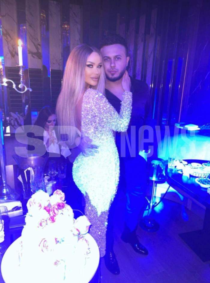 Bianca Drăgușanu in rochie lunga, de seara, in bratele lui gabi badalau, in club de ziua ei de nastere