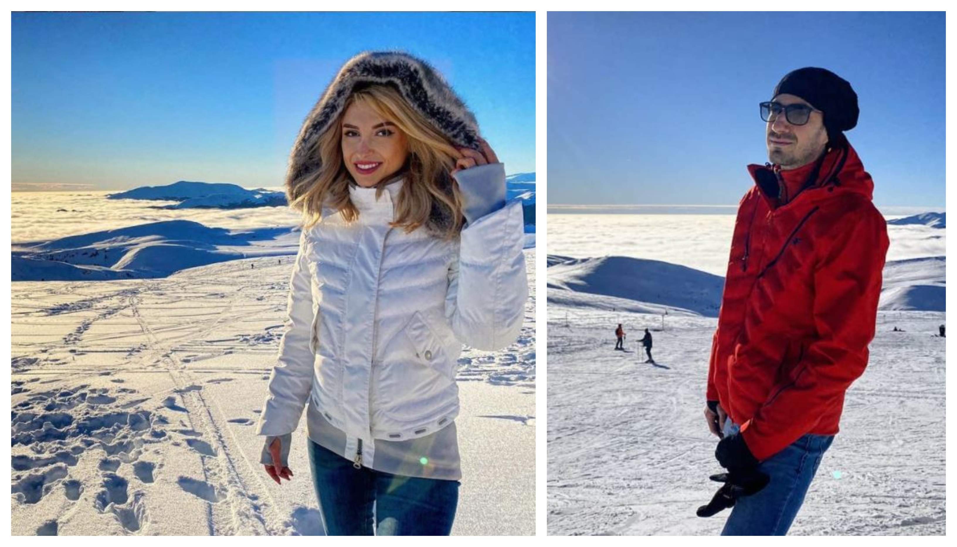 Andreea Balan si Tiberiu Argint sunt la munte, s-au fotografiat in acelasi loc