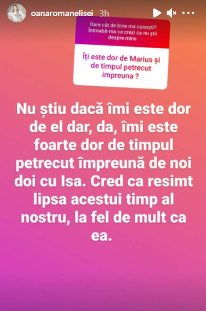 raspunsul oanei roman dupa ce a fost întrebată de fani dacă îi este dor de fostul soț