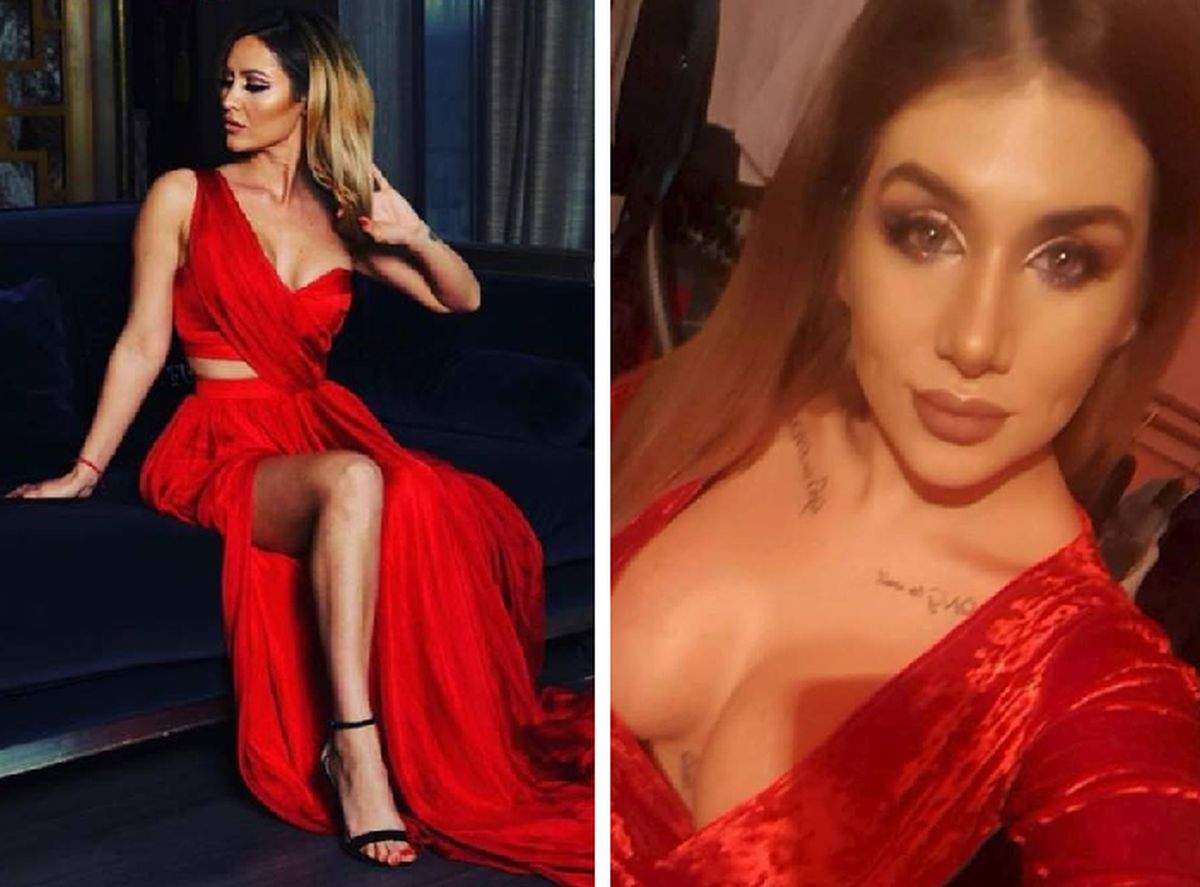Alexandra Diaconescu și Nicoleta Dragne imbracate in rochii rosii
