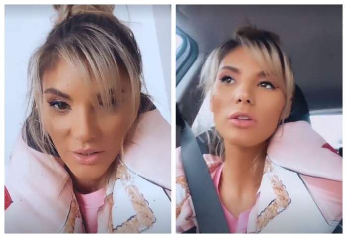 Ramona Olaru este in masina, poarta geaca croz cu modele si este suparata