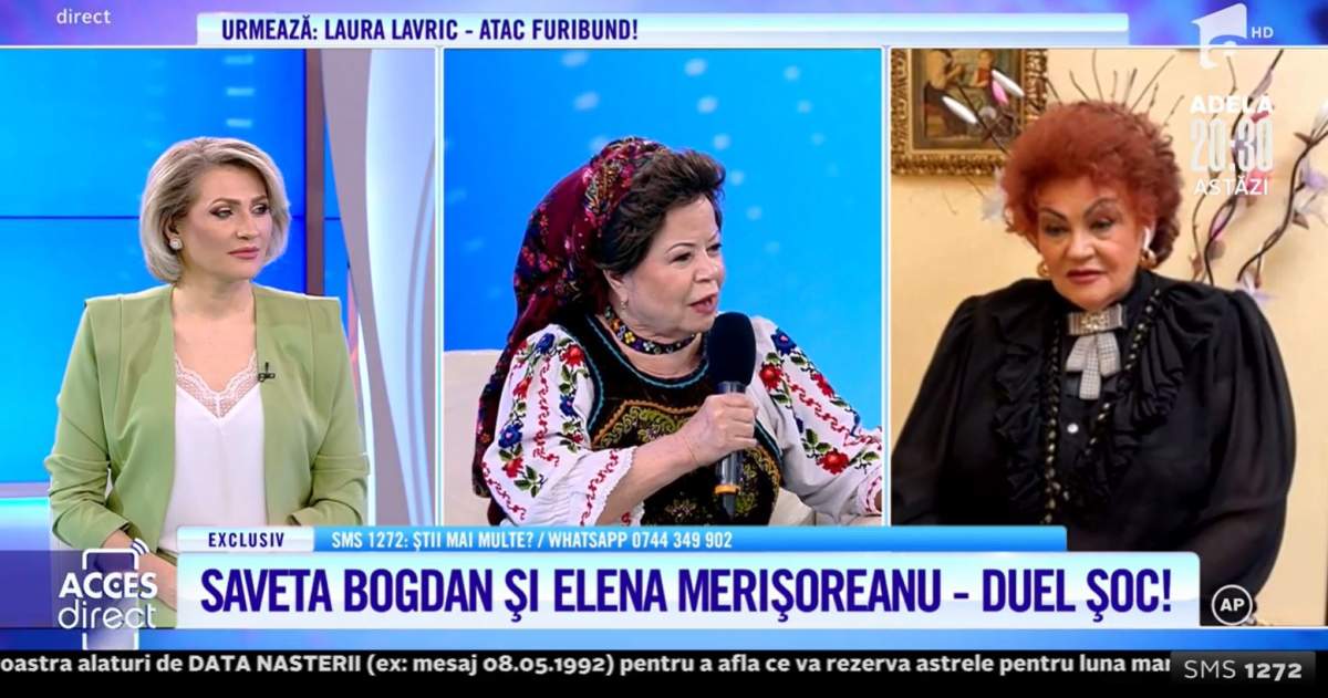 Acces Direct. Războiul dintre Saveta Bogdan și Elena Merișoreanu continuă. Reginele folclorului își aruncă vorbe grele: „Mi-ai distrus imaginea” / VIDEO