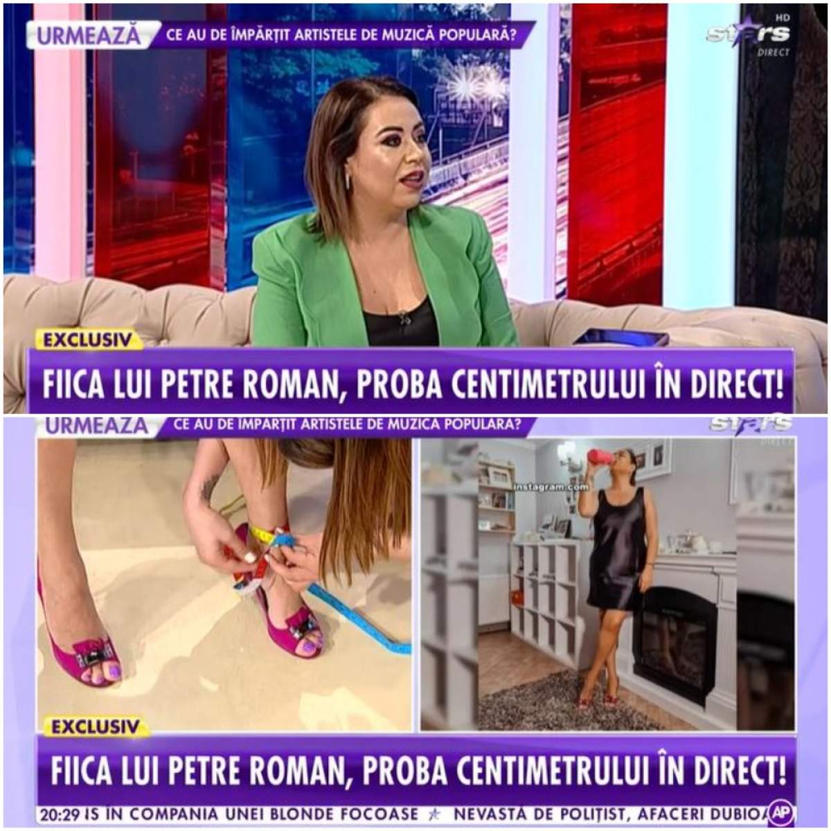 Captură cu Oana Roman în platou la Antena Stars.