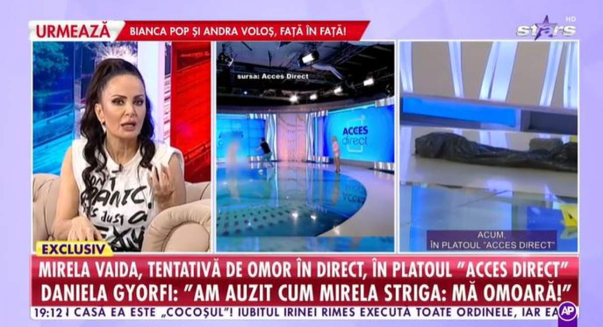 Captură video cu Daniela Gyorfi în platou la Antena Stars.