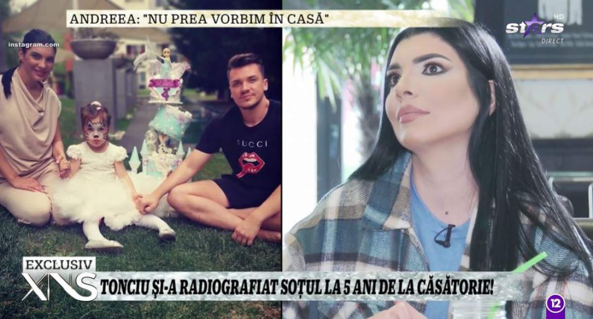 Captură cu Andreea Tonciu în timpul unui interviu.