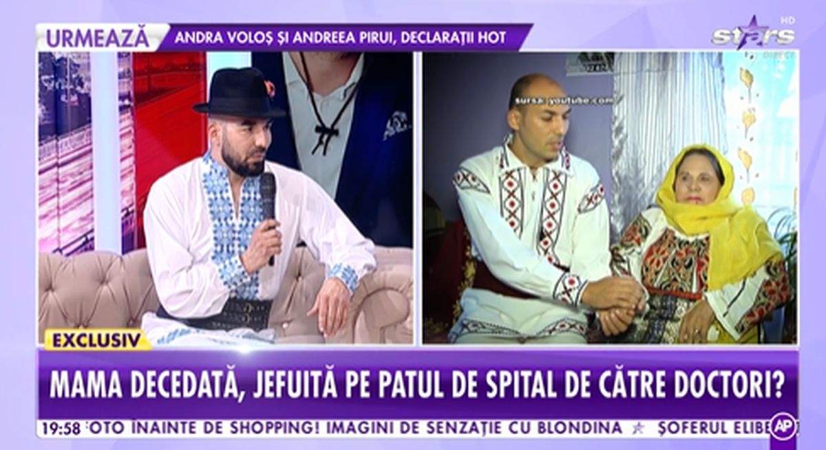 Mihai Constandache imbracat in costum popular in platoul antena stars povestind despre drama sa