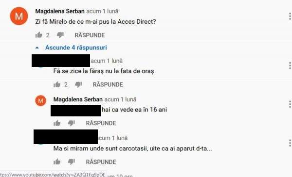 Captură cu amenințările pentru mirela vaida.