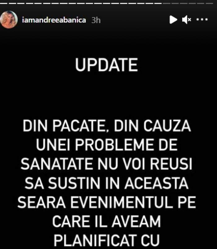 Andreea Bănică, probleme de sănătate neașteptate. Ce s-a întâmplat cu artista: „Mi-a fost foarte greu să iau această decizie”