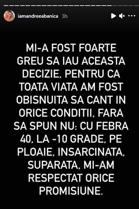 Andreea Bănică, probleme de sănătate neașteptate. Ce s-a întâmplat cu artista: „Mi-a fost foarte greu să iau această decizie”