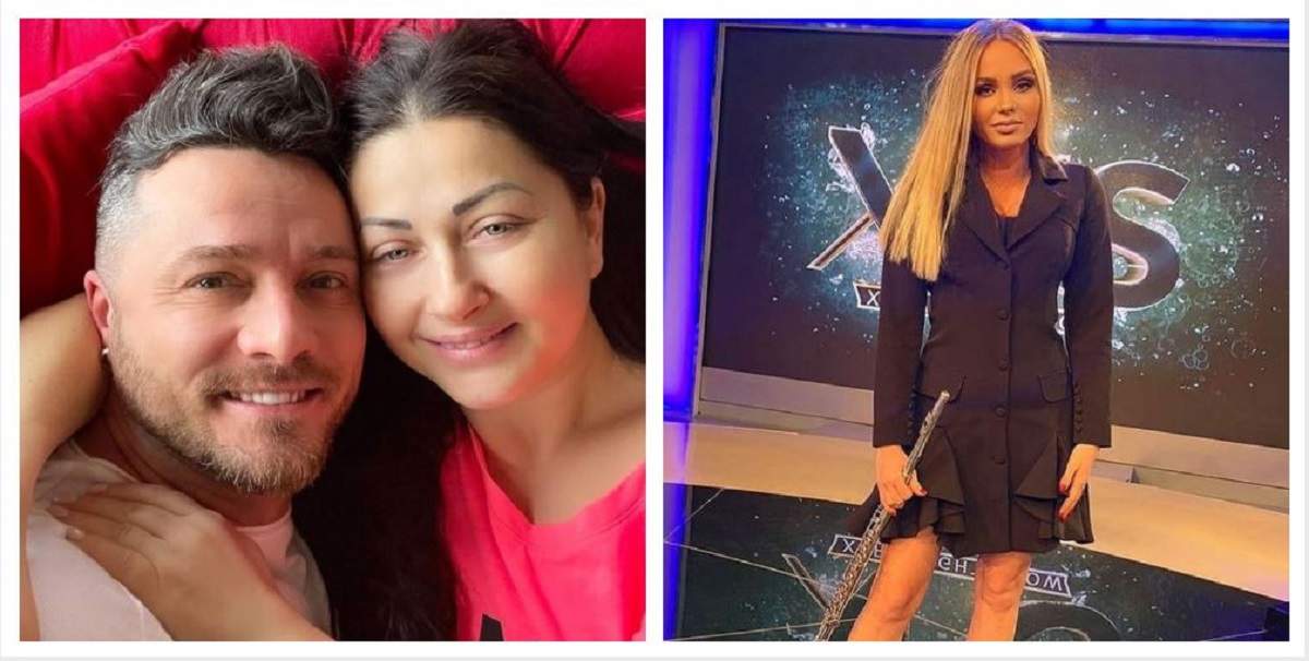 În stânga Gabriela Cristea și Tavi Clonda își face un selfie în pat, iar în dreapta Maria Constantin poartă o rochie neagră și se află în platou la „Xtra Night Show”.