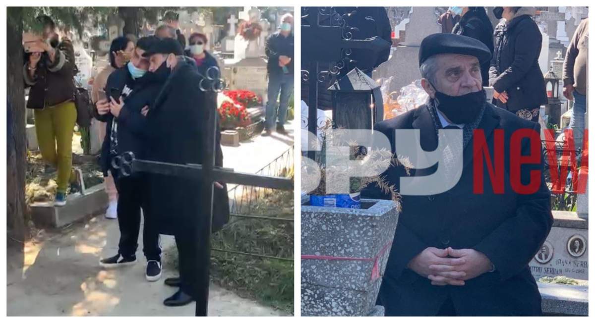 Imagini exclusive de la sluja de înmormântare a Corneliei Catanga! Aurel Pădureanu și fiul său, îngenunchiați la sicriul artistei / VIDEO