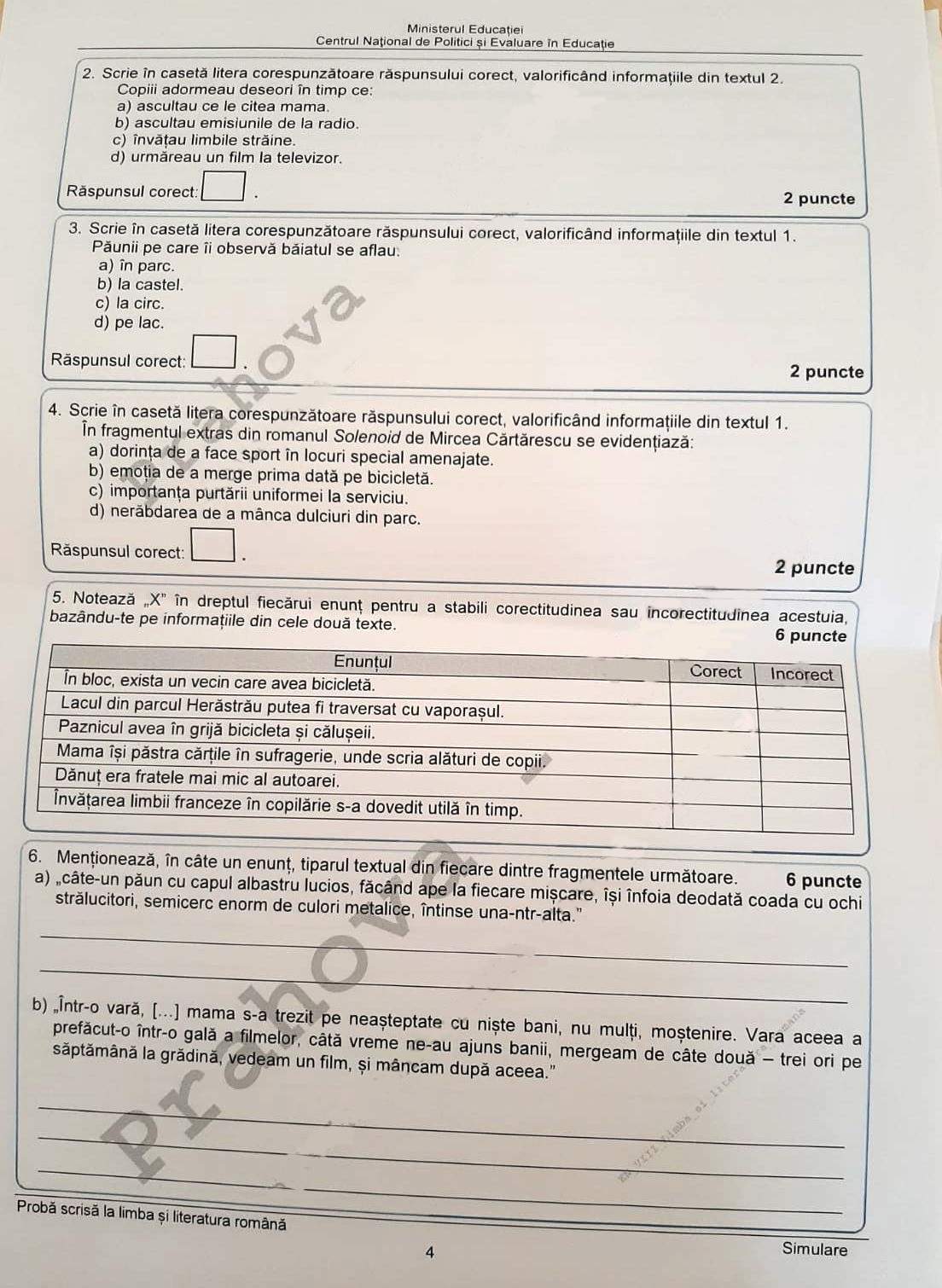 Subiecte simulare Evaluare Națională 2021. Ce le-a picat elevilor la proba de Limba și literatura română