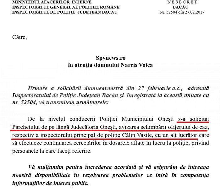 Cum au mințit polițiștii și procurorii din Onești, ca să mușamalizeze dosare de amenințare! Documente exclusive