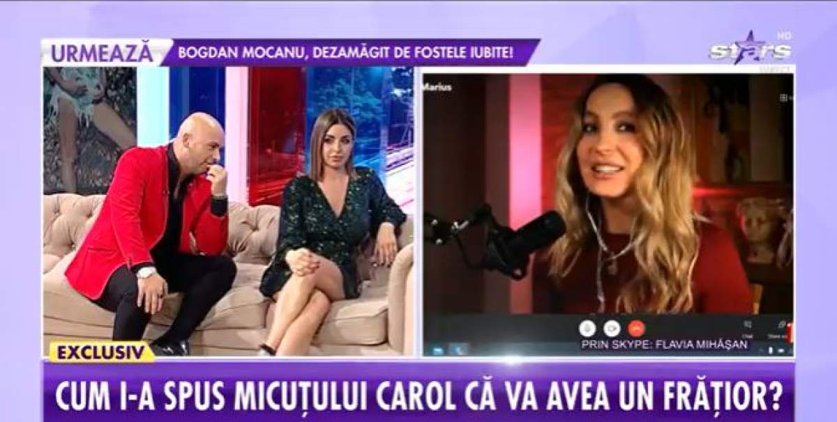 Captură cu Flavia Mihășan, Andrei Ștefănescu și Natalia Mateuț.