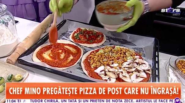 Pizza de post delicioasă. Rețeta preparată de chef Mino, la Antena Stars / VIDEO
