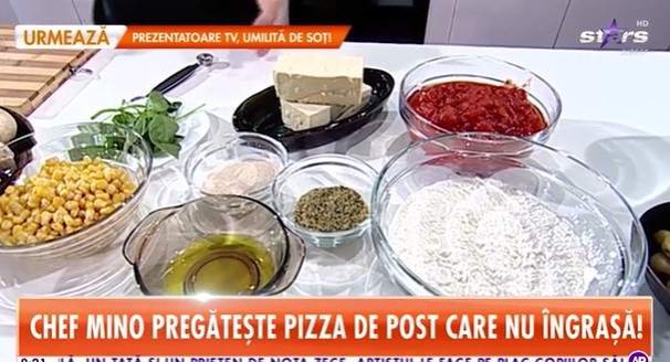 Pizza de post delicioasă. Rețeta preparată de chef Mino, la Antena Stars / VIDEO