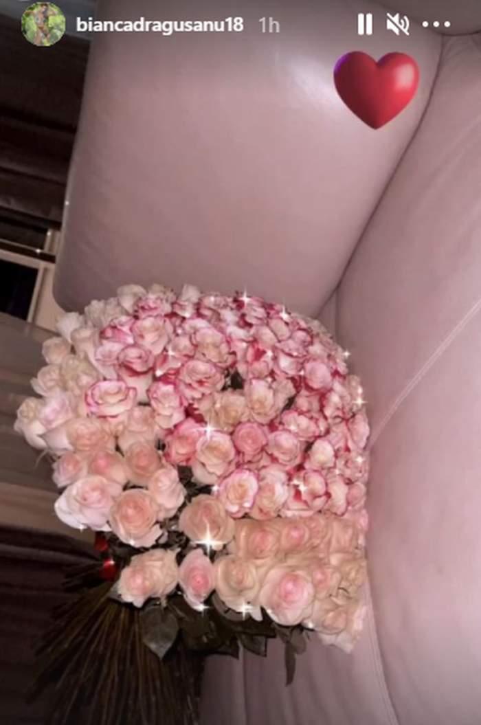 buchetul de trandafiri primit de Bianca Drăgușanu de la gabi badalau