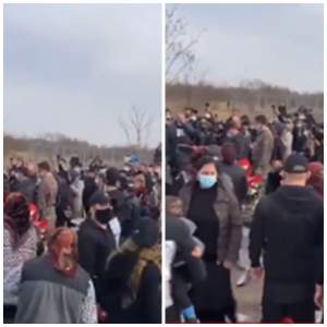 Înmormântare cu zeci de persoane și lăutari la Târgu-Jiu. De ce nu au intervenit polițiștii, deși orașul este în scenariul roșu / VIDEO