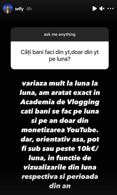 Câți bani face Selly pe lună, din YouTube. Vloggerul nu o duce deloc rău