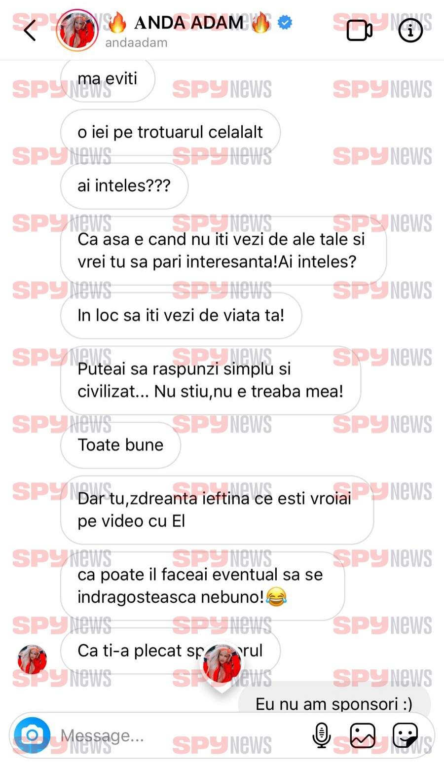 SUPEREXCLUSIVITATE! Anda Adam, scandal cu amenințări, umilințe și jigniri cu femeia care ”vrăjea” cu soțul său pe Instagram! Avem mesajele!