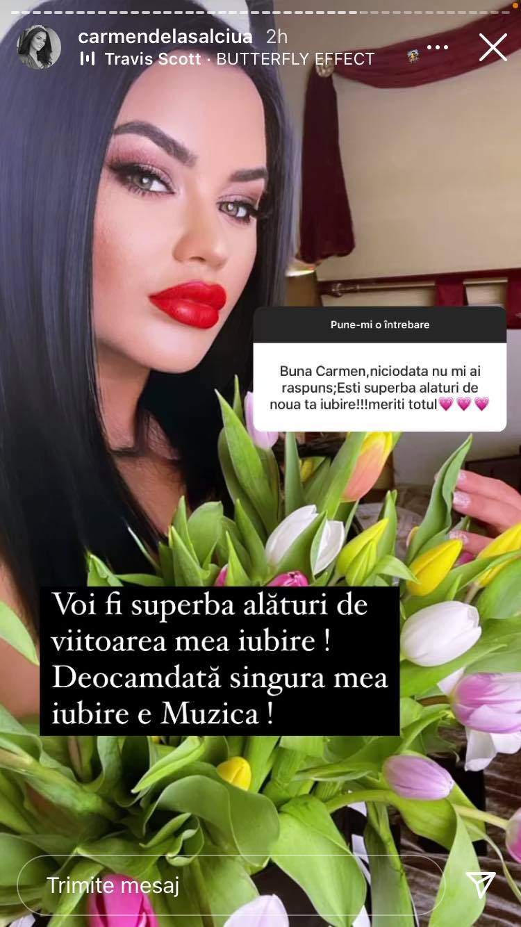 Carmen de la Sălciua le spune fanilor de pe Instagram că marea ei iubire e deocamdată muzica.