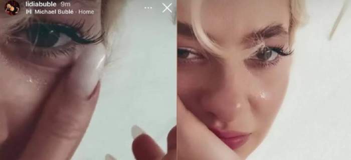Lidia Buble plânge pe Instagram. Artista își șterge lacrimile cu un deget.