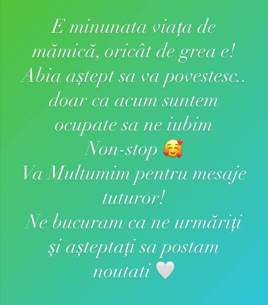 Mesajul publicat de Andrada Bărsăuan