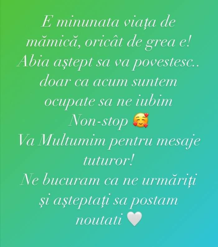 Mesajul publicat de Andrada Bărsăuan