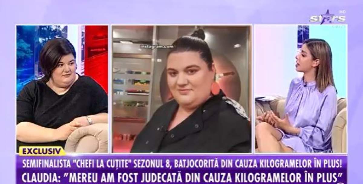 Captură video cu Claudia Radu în patou la Antena Stars.
