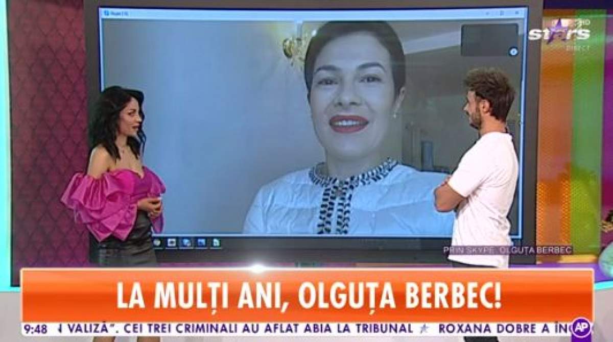 Olguța Berbec pin Skype la Antena Stars alături de cei doi prezentatori